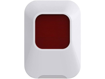 Alarme de segurança branco com painel vermelho