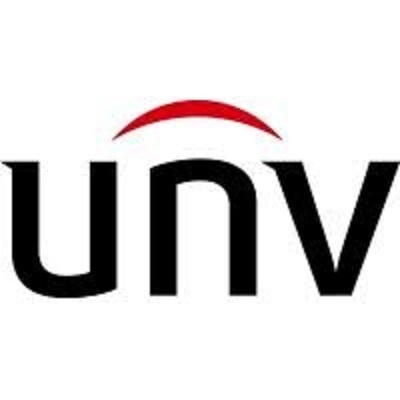 Logotipo com as letras 'unv' em preto e um arco vermelho acima