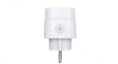 Adaptador elétrico branco com botão de energia