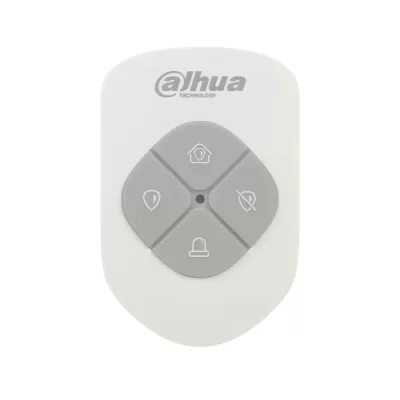 Comando remoto Dahua branco e cinzento com 4 botões e ícones