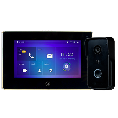 Sistema de videoporteiro com monitor digital e câmara preta