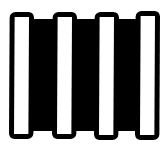 Cinco barras verticais brancas em fundo preto