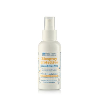 Loção Corporal Repelente Natural - La Saponaria Frasco branco de Biospray protettivo La Saponaria com tampa spray