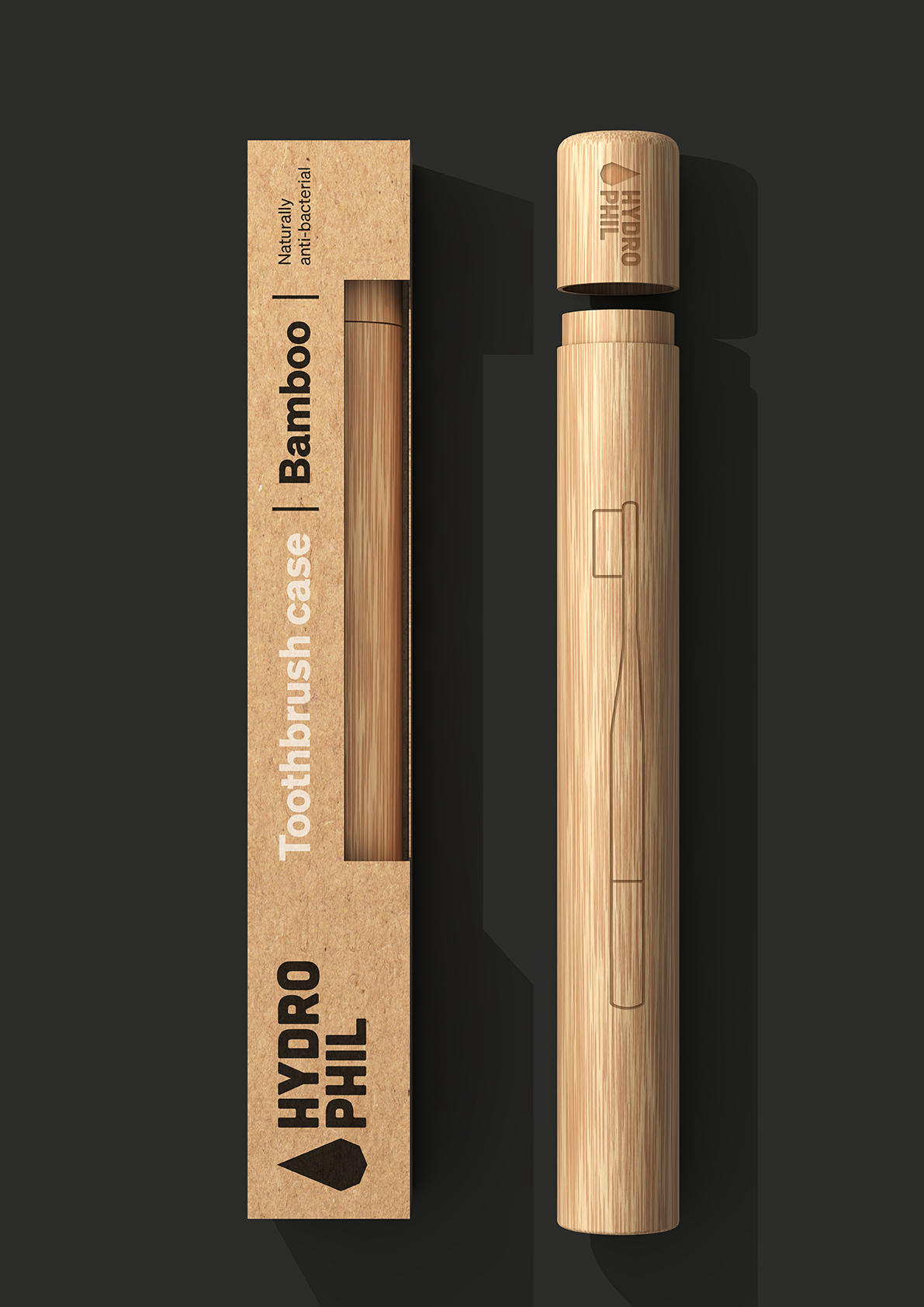 Porta Escova De Dentes de Bambu Hydrophil Estojo para escova de dentes em bambu natural com embalagem reciclada