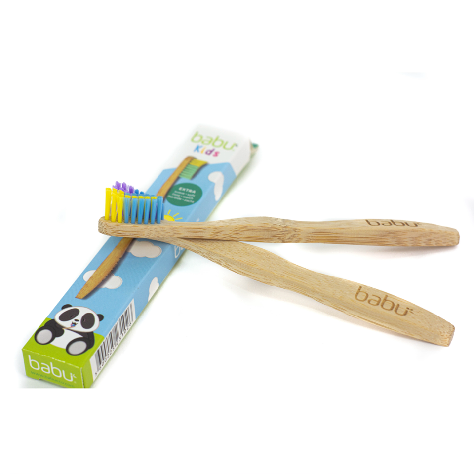 Escova de dentes infantil Escovas de dentes de bambu para crianças com cerdas coloridas e embalagem infantil