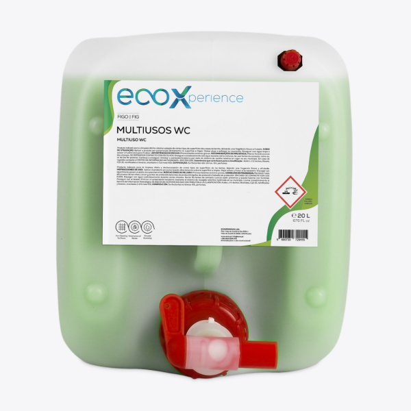 Multiusos WC Figo (granel) Recipiente grande multiusos WC eoxperience verde claro com torneira vermelha