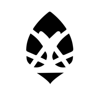 Logótipo preto abstrato de folha sobre fundo branco