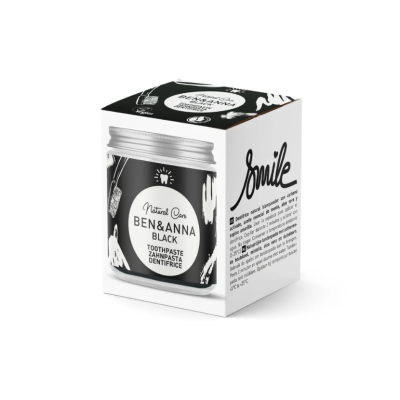 Caixa de pasta de dentes Natural Own BEN&ANNA Black com design preto e branco