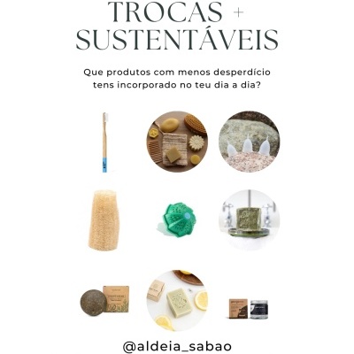 Promoção de produtos sustentáveis para higiene pessoal como escova de dentes de bambu, sabonetes sólidos, copos menstruais, entre outros