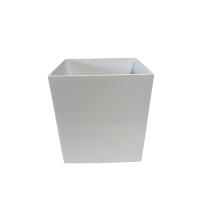 Vaso quadrado branco cerâmico liso