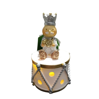 Figura decorativa de rei em tambor iluminado