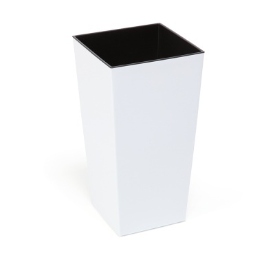 Cesto de lixo retangular branco com interior preto