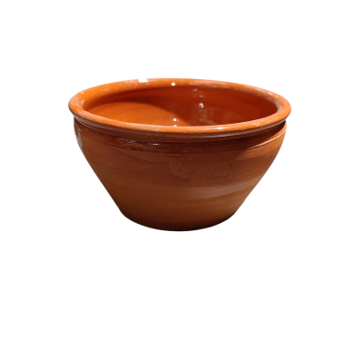 Tigela de barro cerâmico castanho vidrada