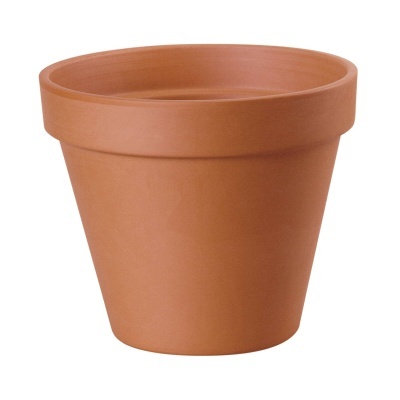 Vaso de flores em terracota castanha avermelhada