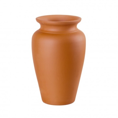 Vaso de cerâmica terracota com acabamento liso