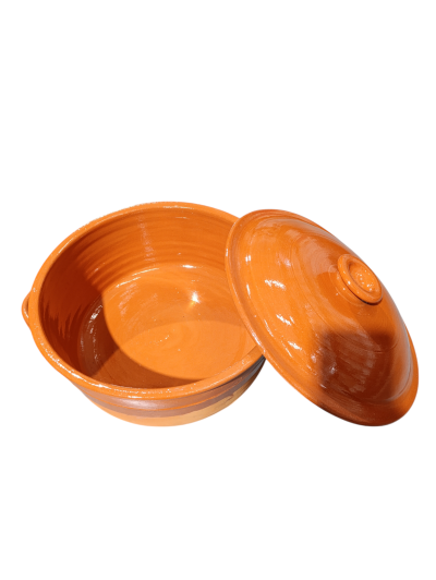 Tacho de barro com tampa castanho