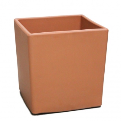 Vaso quadrado de cerâmica terracota liso