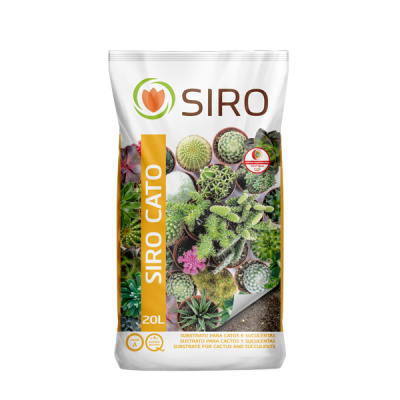 Embalagem de substrato para cactos e suculentas SIRO 20L com imagem de várias plantas