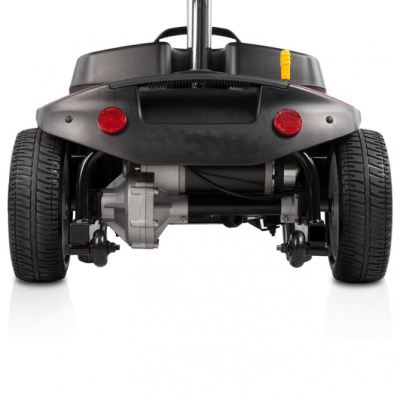 Roda traseira de scooter elétrica preta com refletores vermelhos