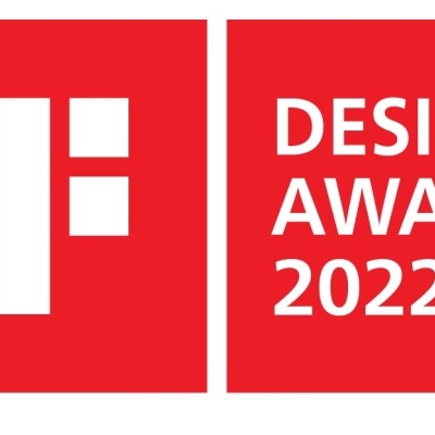 Logotipo iF Design Award 2022 em fundo vermelho