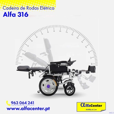 Cadeira de rodas elétrica Alfa 316 preta e prata