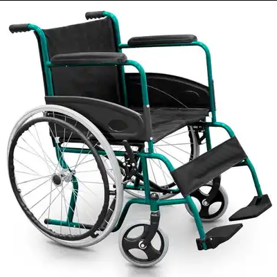 Cadeira de rodas manual verde e preta