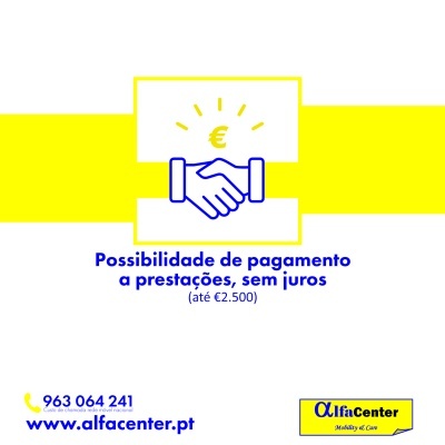 Promoção possibilidade de pagamento a prestações sem juros até €2.500 AlfaCenter