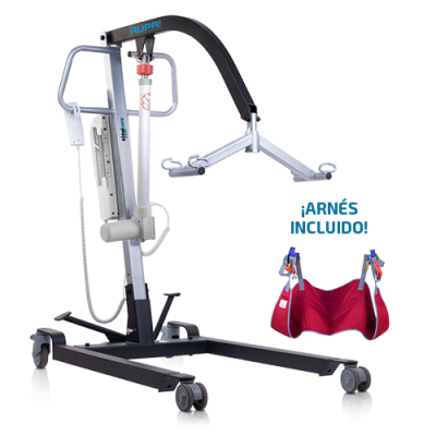 Elevador de pacientes com arnês vermelho incluído