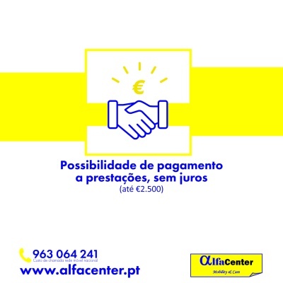 Promoção de pagamento a prestações sem juros até 2500 euros da Alfa Center