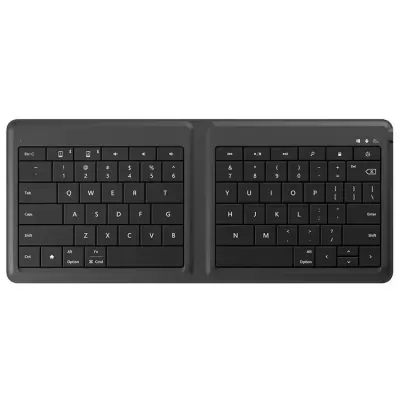Teclado dobrável portátil preto com teclas QWERTY