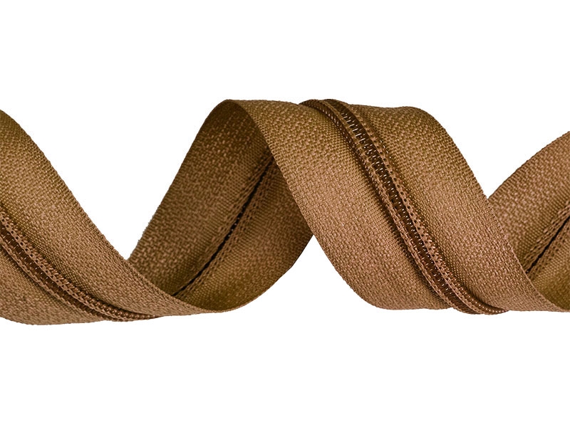 Fecho éclair castanho enrolado em espiral