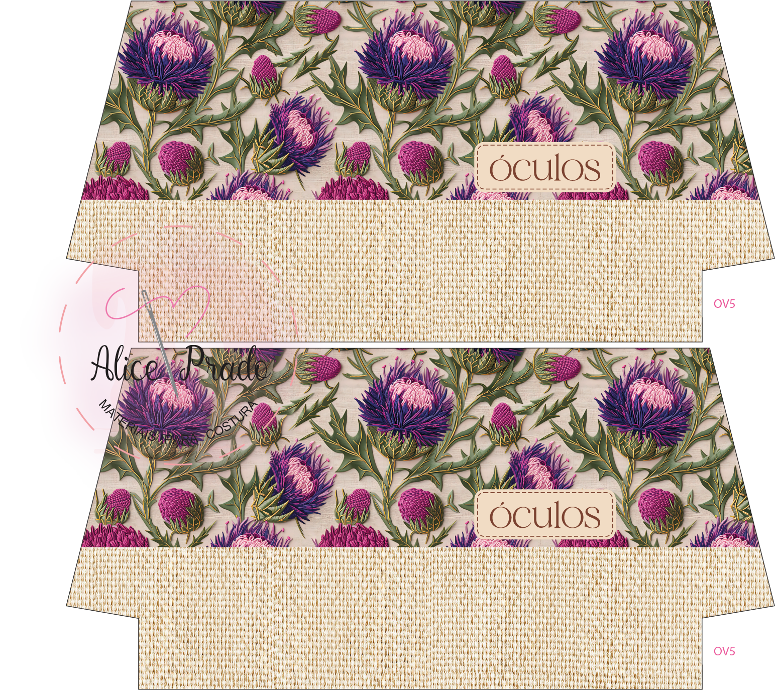 Lenços decorativos com padrão floral de cardos e etiqueta 