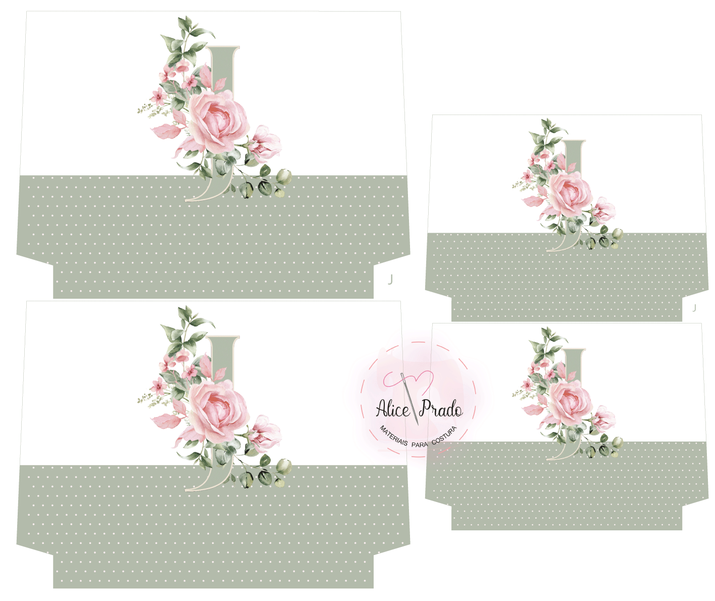 Conjunto de caixas de papel com flores e padrão de pontos cinza