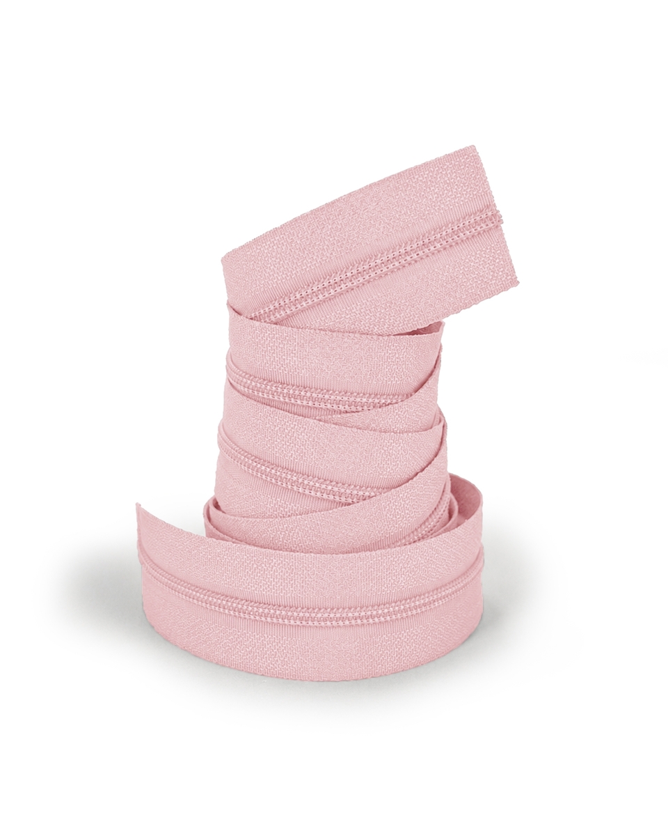 Fecho de correr cor-de-rosa em espiral em fundo branco