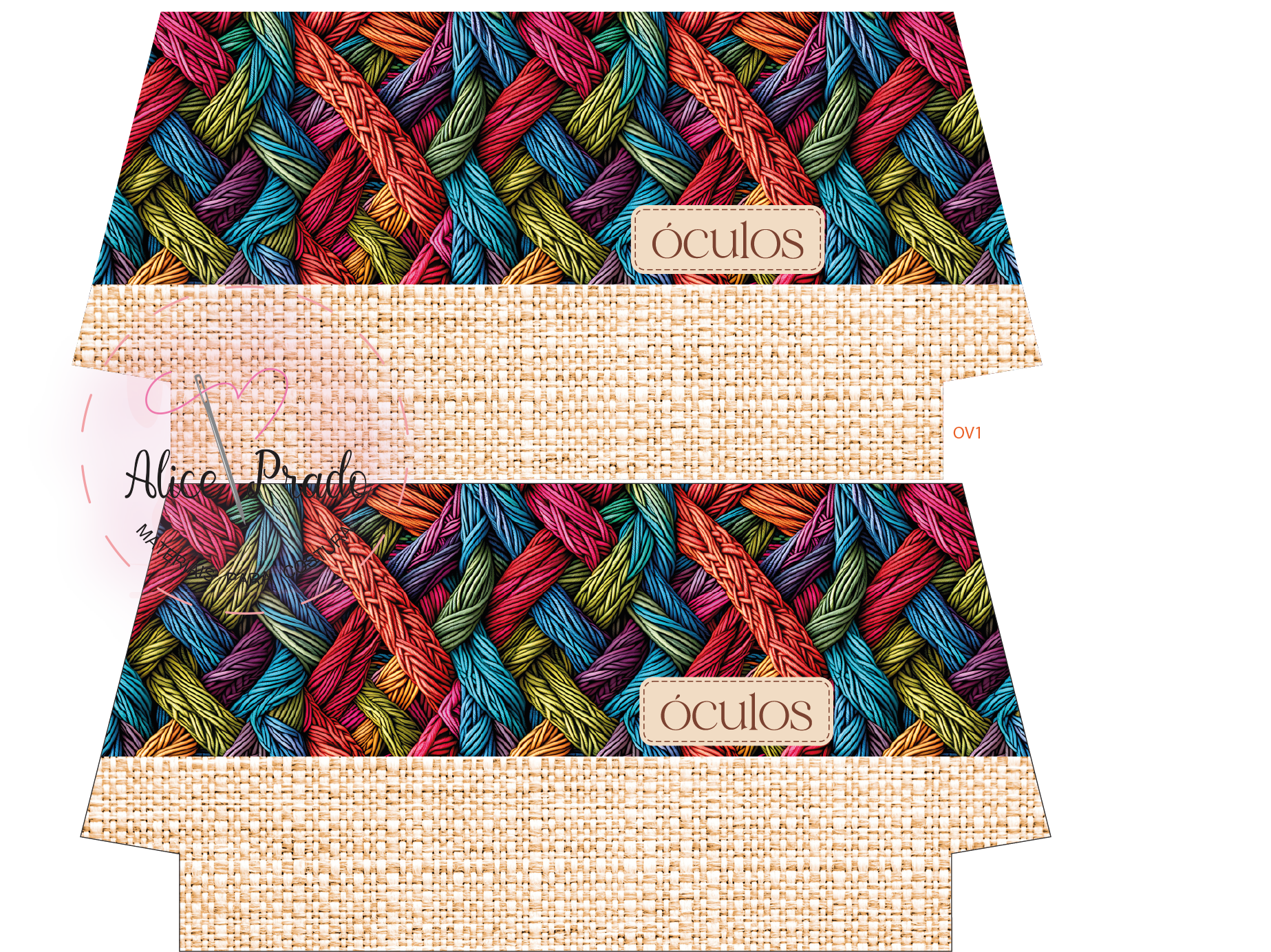 Embalagem para óculos com padrão colorido de fios entrelaçados