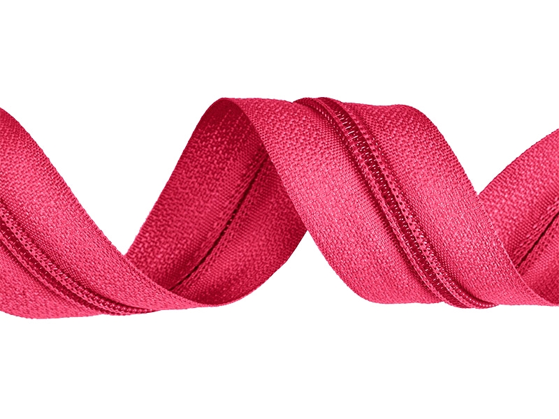Fita zíper rosa enrolada em espiral