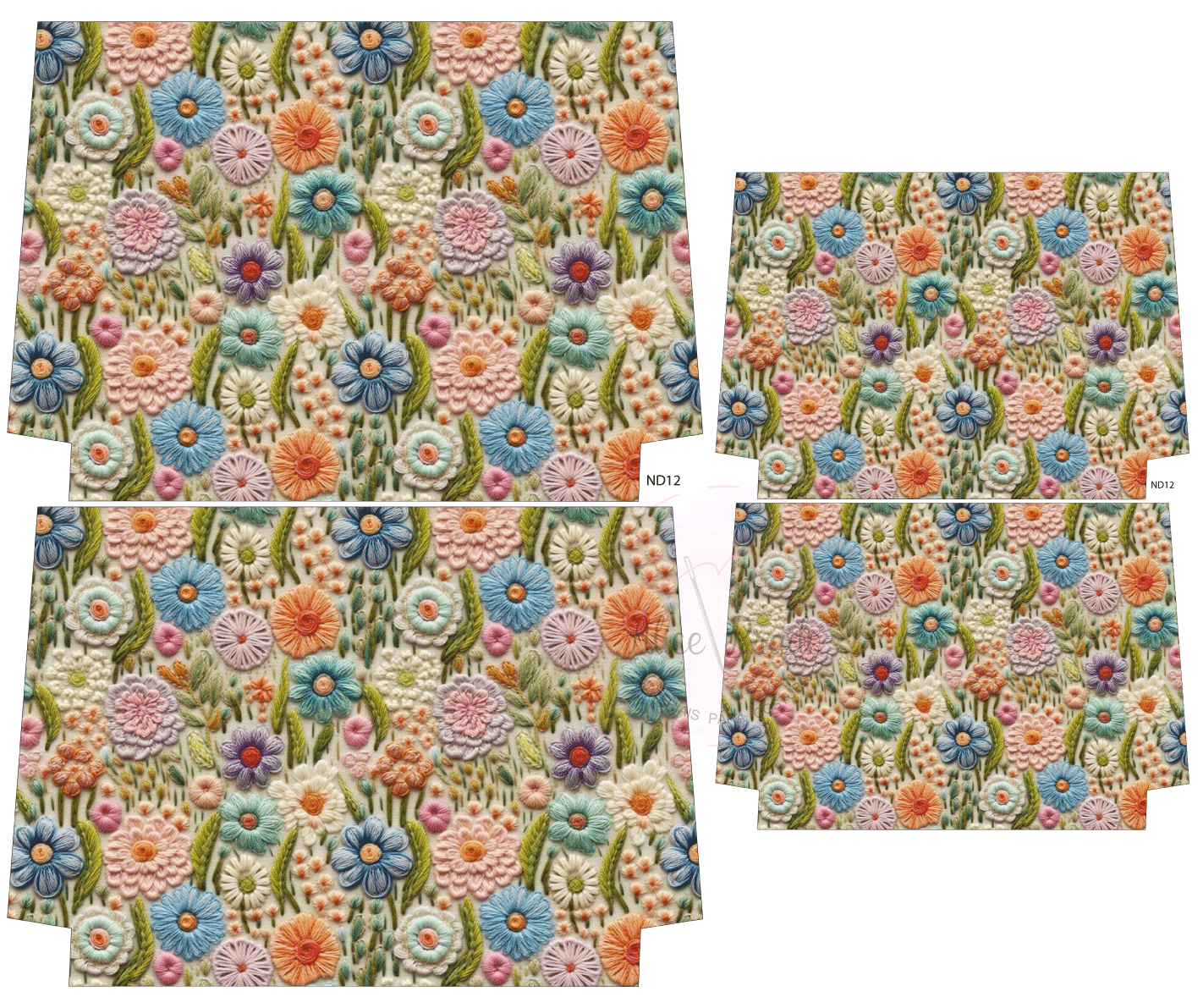 tecido floral bordado colorido em várias vistas