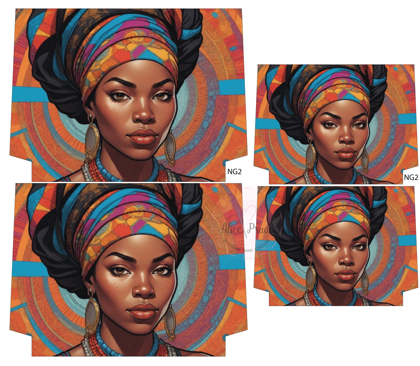 Quebra-cabeça com retrato de mulher usando turbante colorido e argolas douradas