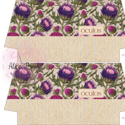 Lenços decorativos com padrão floral de cardos e etiqueta 
