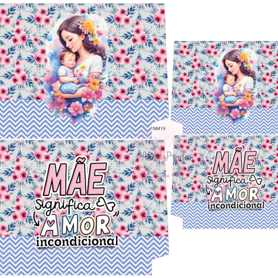 Design floral com mãe e bebé e texto sobre amor incondicional