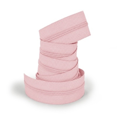 Fecho de correr cor-de-rosa em espiral em fundo branco
