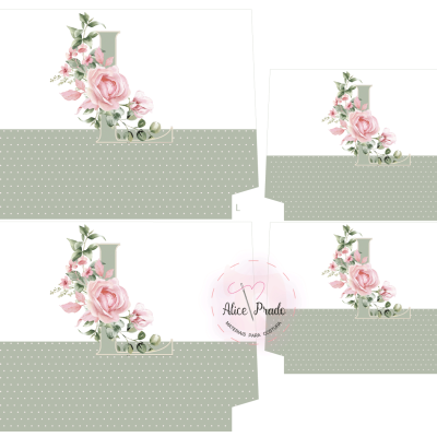 Três caixas decorativas com design floral e selo Alice Prato