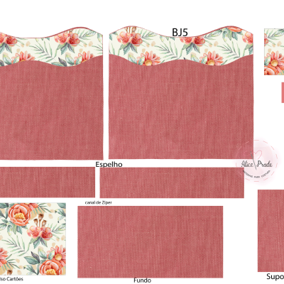 Cortantes para tecido com padrão floral e cores rosa e verde