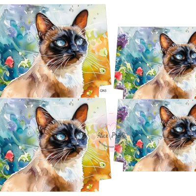 painéis de tecido com impressão de gato Siamês colorido