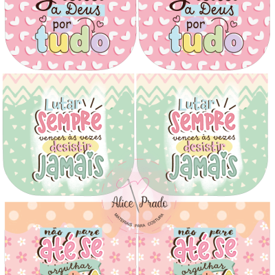 Etiquetas decorativas coloridas com textos inspiradores em português