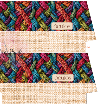 Embalagem para óculos com padrão colorido de fios entrelaçados