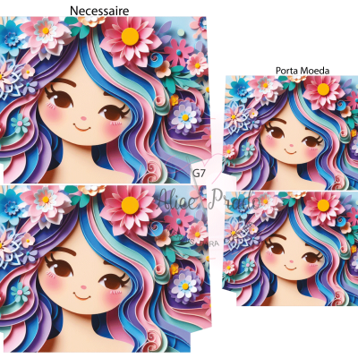 Produtos com estampa de rosto feminino e flores coloridas