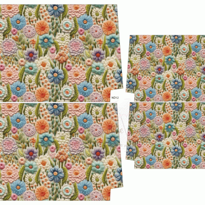 tecido floral bordado colorido em várias vistas