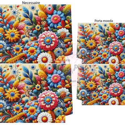 Nécessaire e porta-moedas com padrão floral colorido em tecido