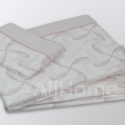 Conjunto de toalhas branco com padrão circular cor de rosa